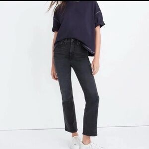 Madewell Slim Demi-Boot Jeans in Hiford Washed Faded Black Size 26